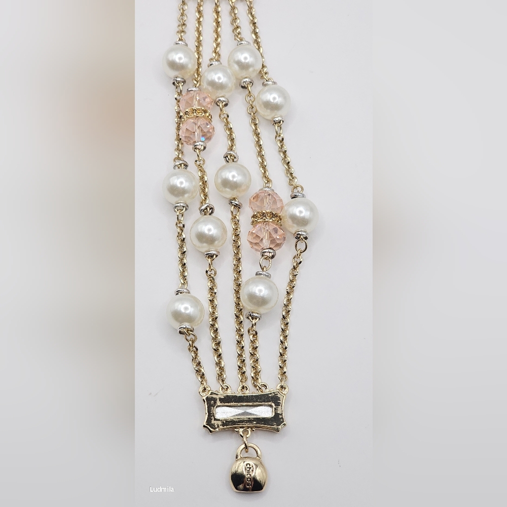 CHICO'S Emma Mag Faux Pearl and Light Pink Glass Bracelet W/ Magnetic Closure‎ - Picture 13 of 13
